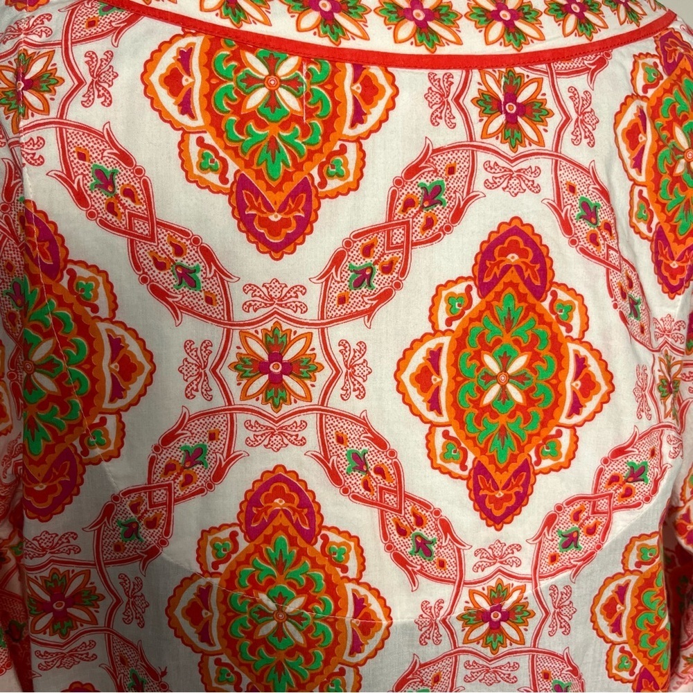 Gretchen Scott Lightweight Pink Orange Medallion Boho Cotton Tunic Top — Size M - Picture 15 of 15